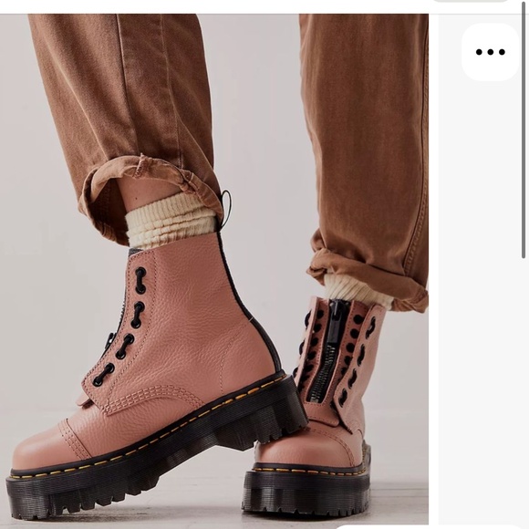 New Dr. Martens Sinclair Zip Front Boots in Peach Leather - Picture 2 of 10